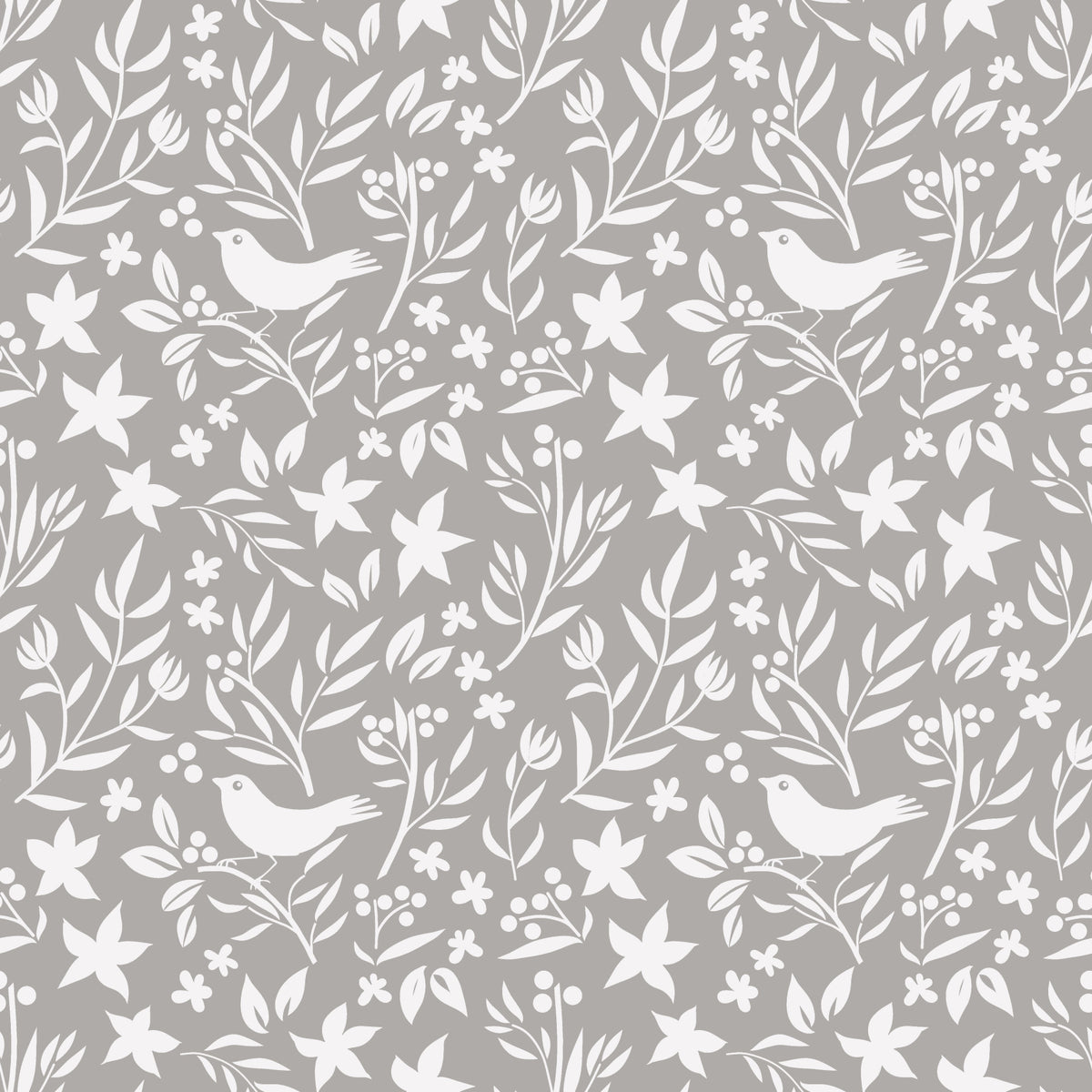 Scandinavian Folk Bird Botanical Theme Wallpaper⁠