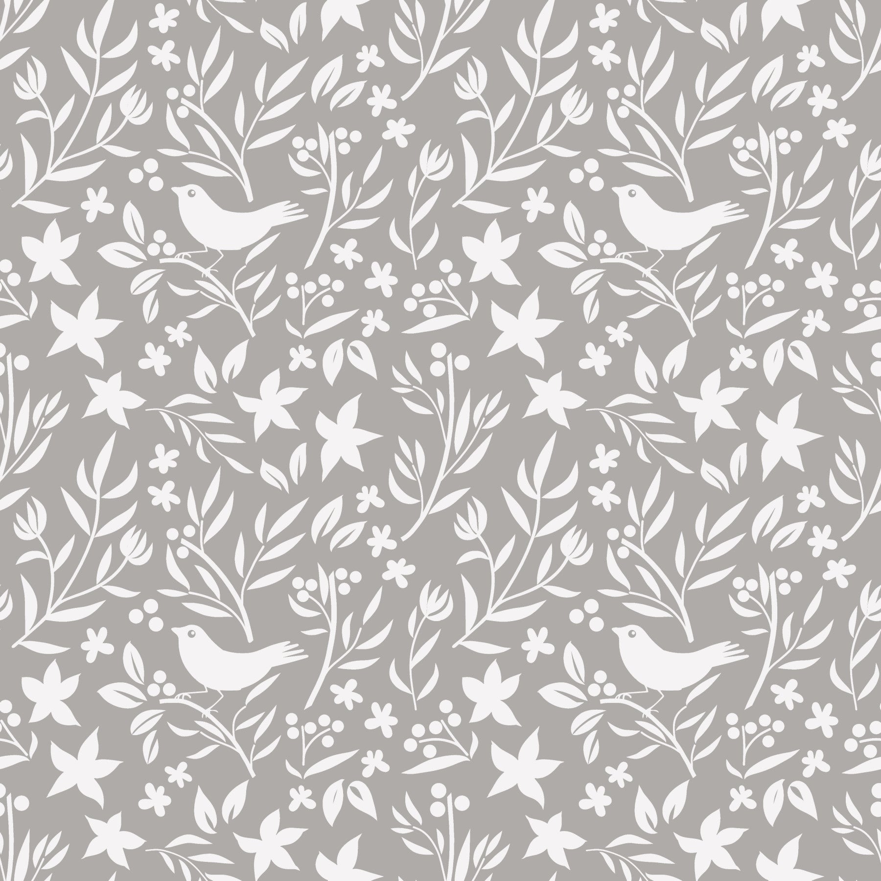 Scandinavian Folk Bird Botanical Theme Wallpaper⁠ in your room — zoomed
