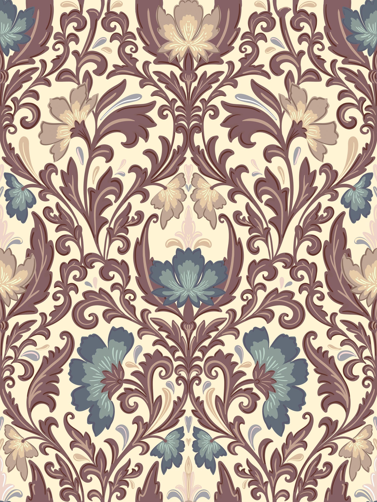 Antique Floral Flourish Wallpaper⁠