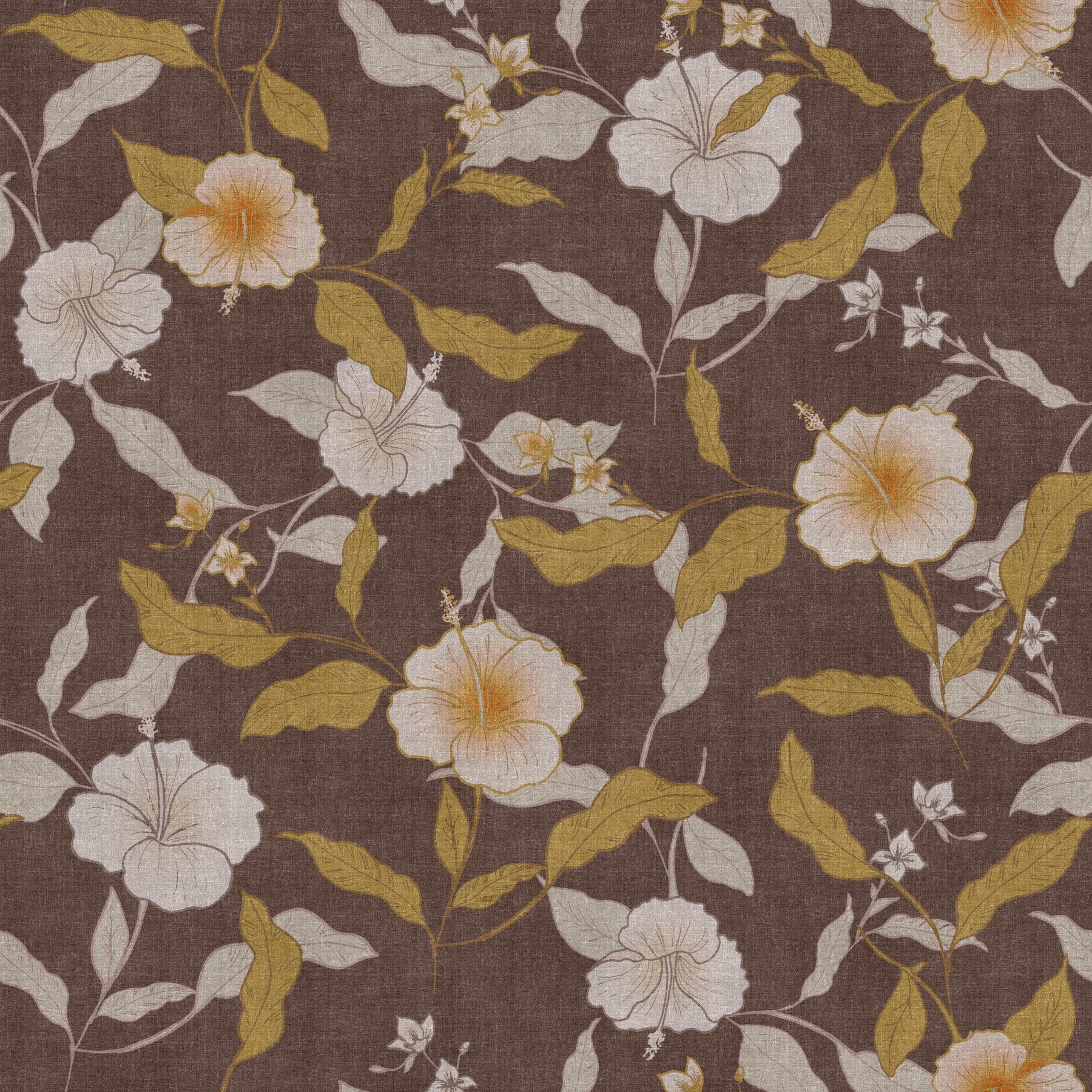 Faded Tropical Floral Antique Wallpaper⁠ in your room — zoomed