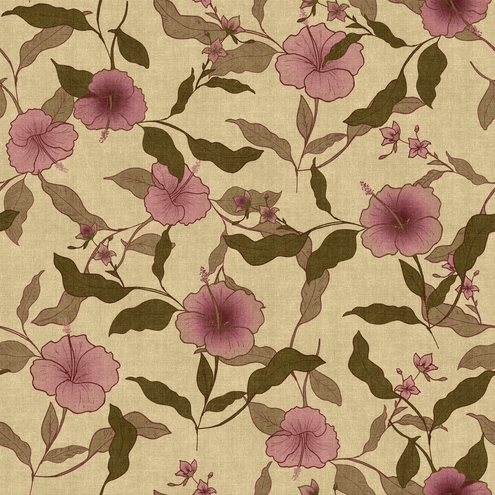 Faded Tropical Floral Heritage Wallpaper⁠
