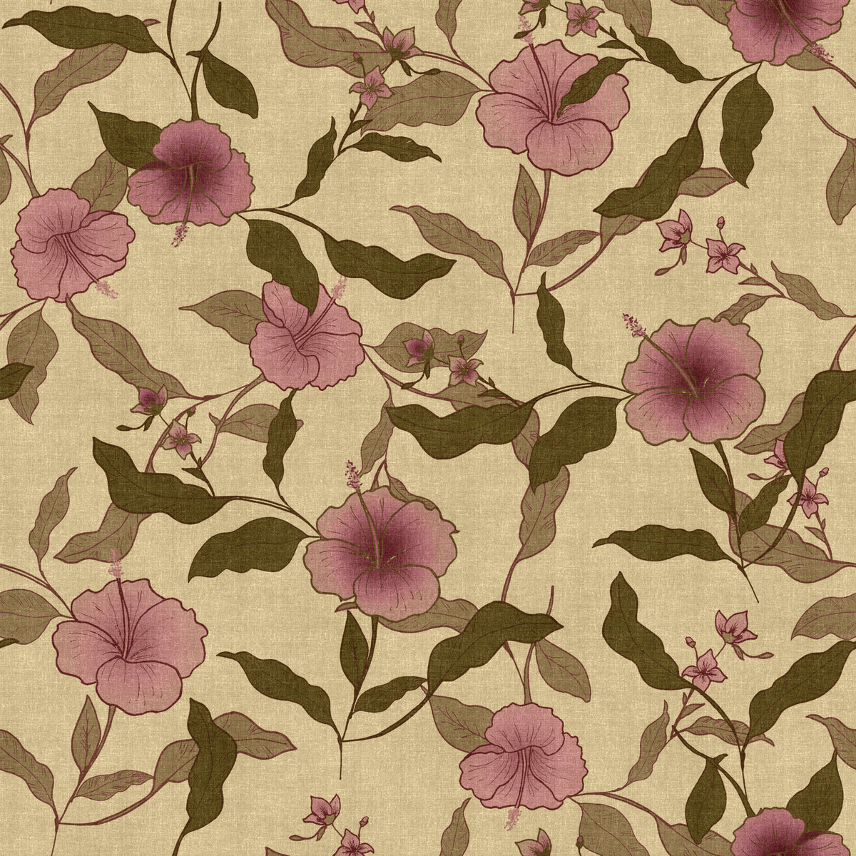Faded Tropical Floral Heritage Wallpaper⁠ in your room — zoomed