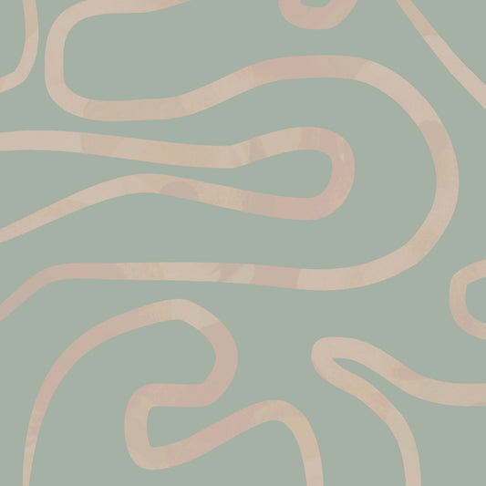 Flowing Lines Green Wall Mural