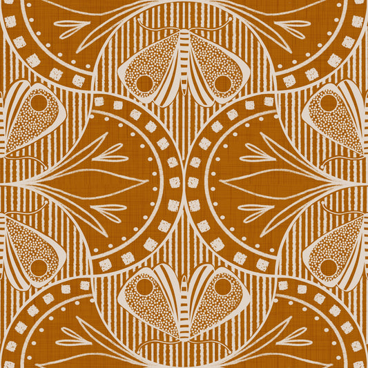 Art Nouveau Butterfly Floral in Burnt Orange