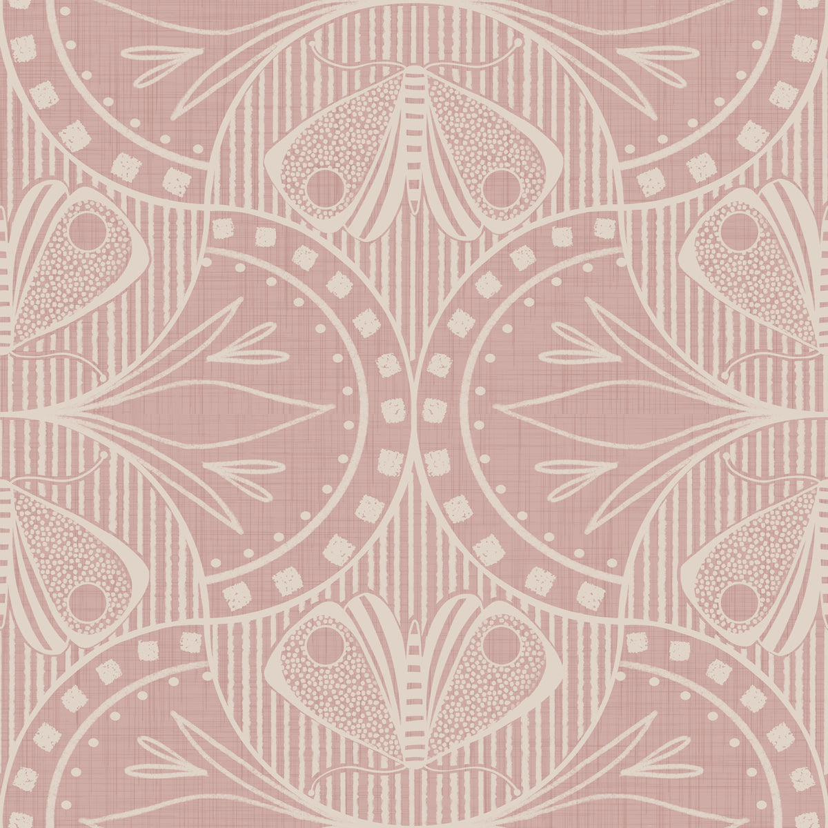 Art Nouveau Butterfly Floral in Dusty Pink Wallpaper⁠