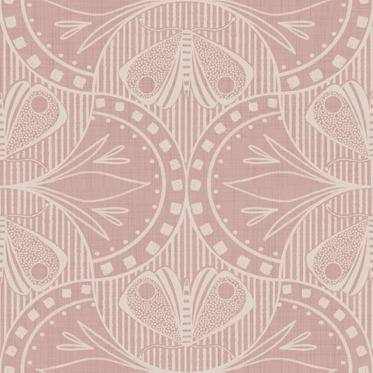 Art Nouveau Butterfly Floral in Dusty Pink Wallpaper‚Å†