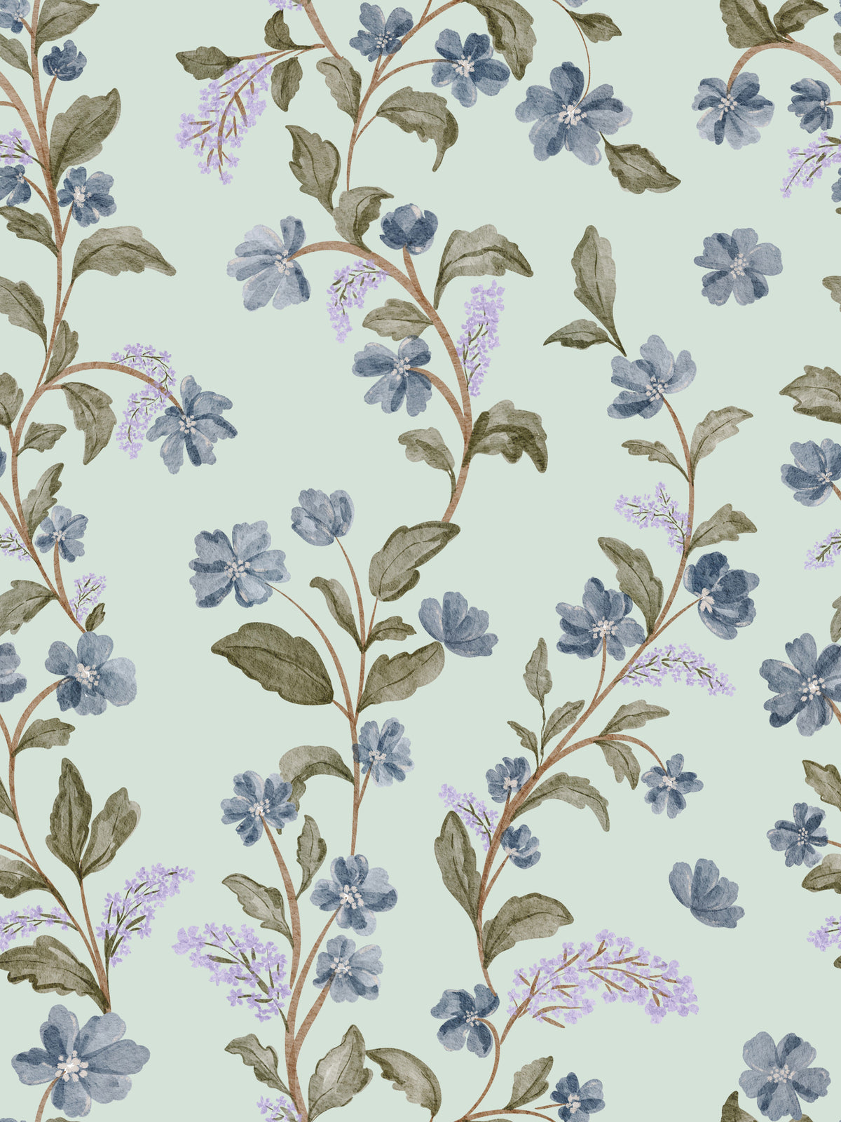 Soft Blue Floral Pattern Wallpaper⁠ in your room