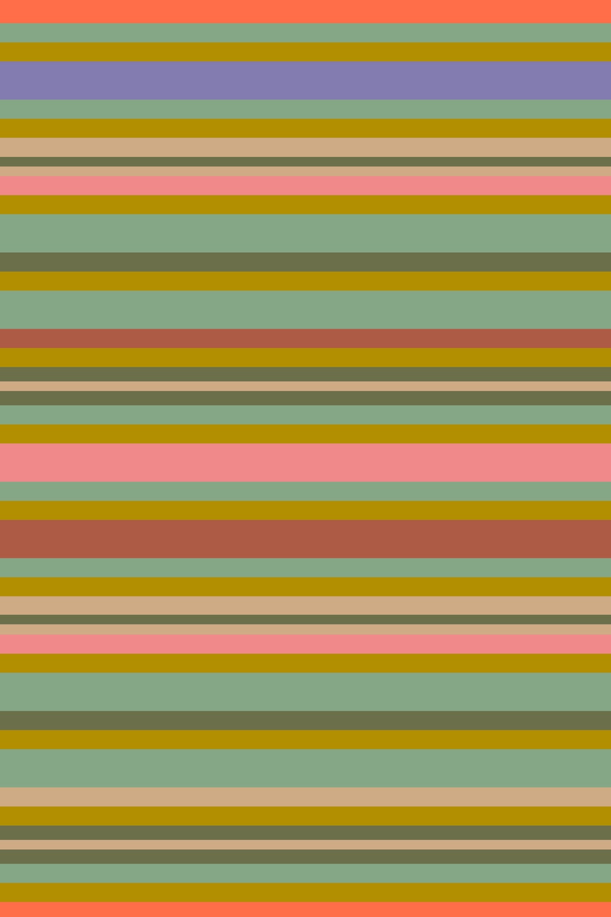Papier peint rayures horizontales Playtime classique rayé rétro vintage années 1950 vert menthe marron rose in your room