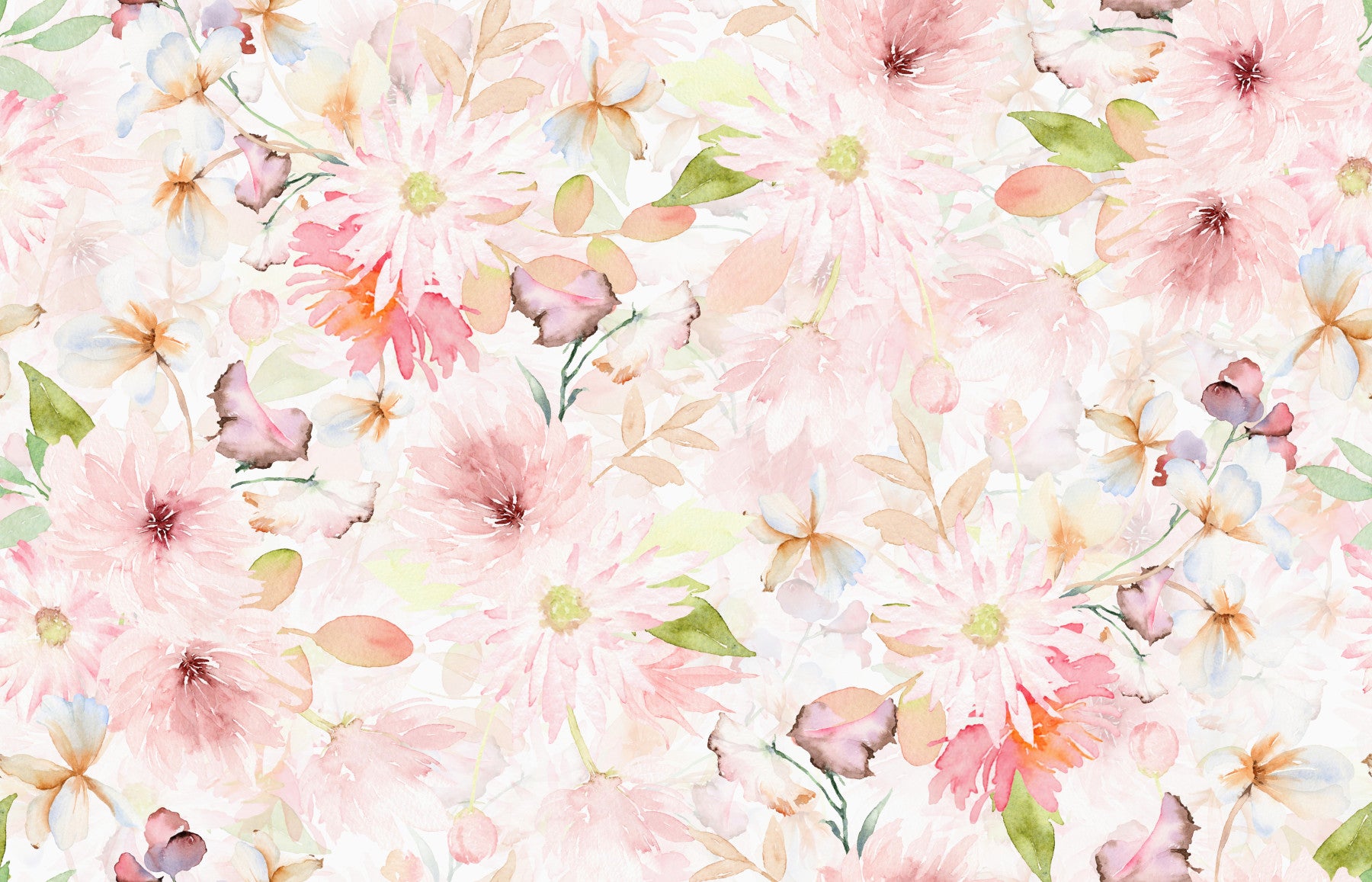 Blush Watercolor Blooms Wallpaper⁠