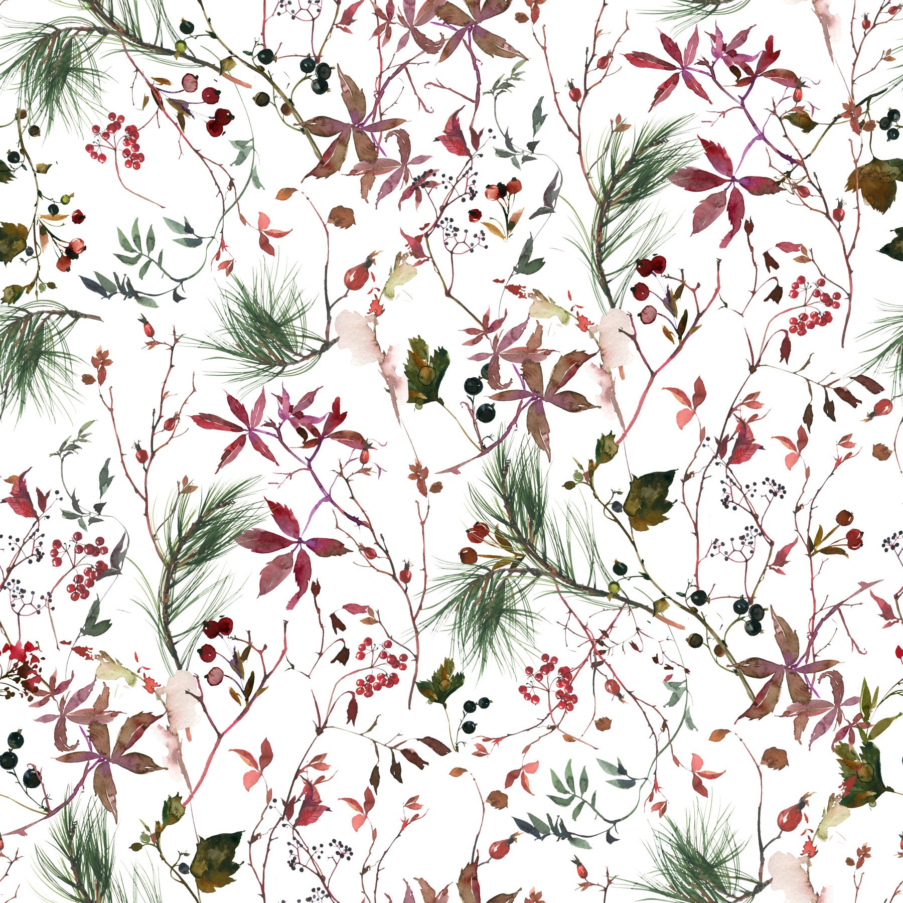 Winter Berries Watercolor Wallpaper⁠