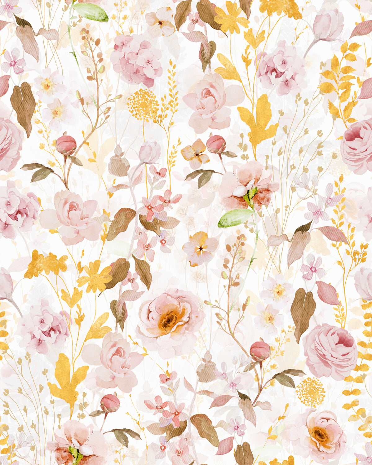 Vintage Blush Rose Garden Wallpaper⁠ in your room — zoomed