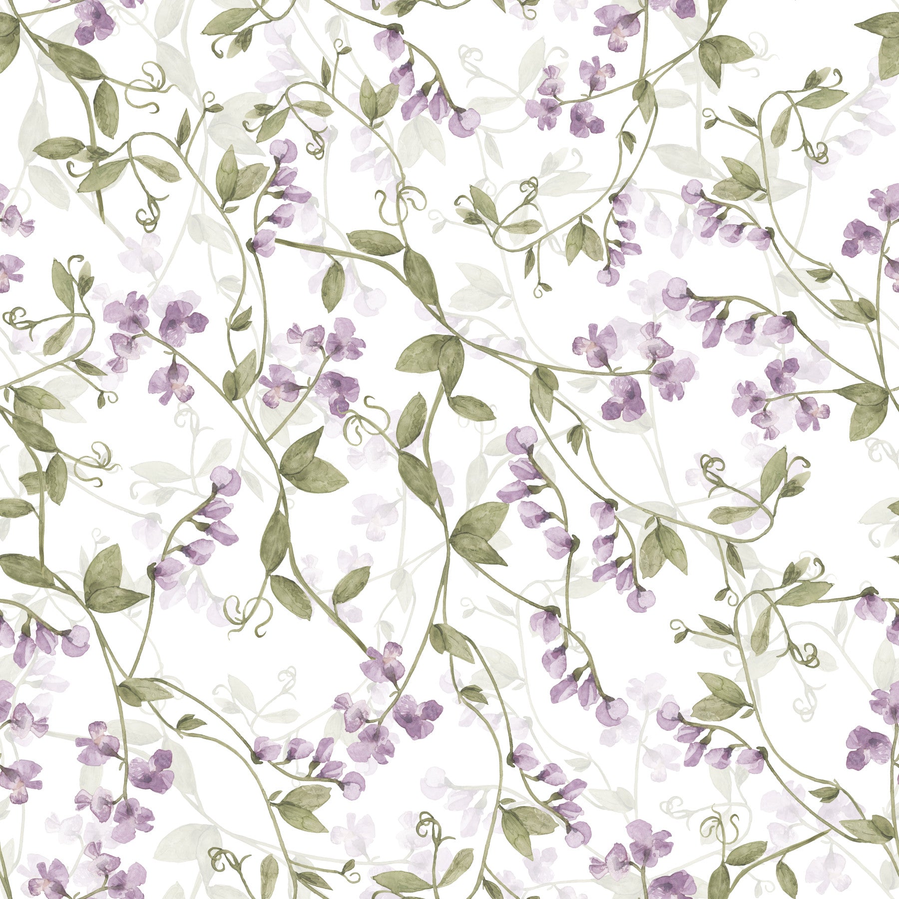 Lilac Vines Meadow Wallpaper⁠ in your room — zoomed