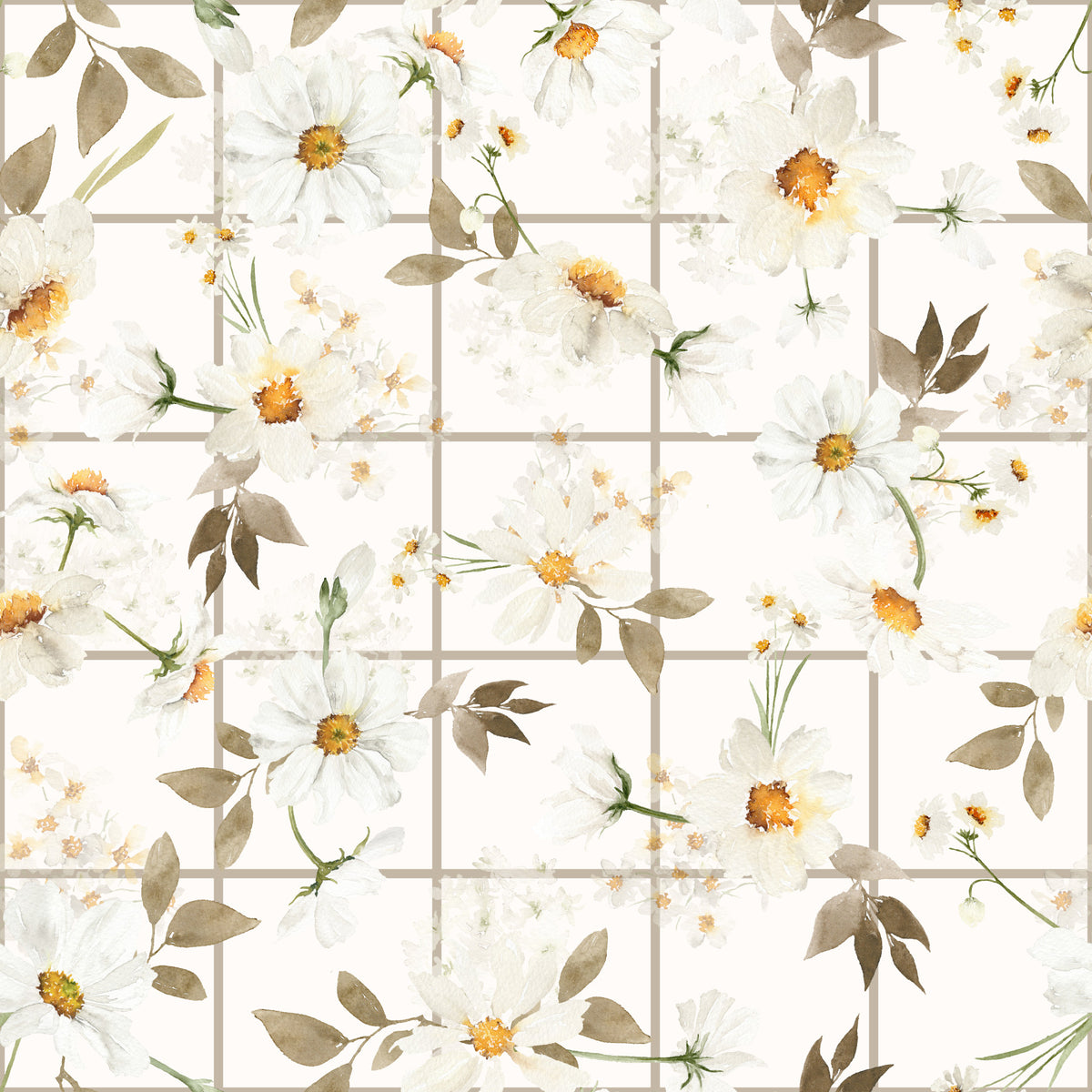 Daisy Window Panes Wallpaper⁠ in your room — zoomed