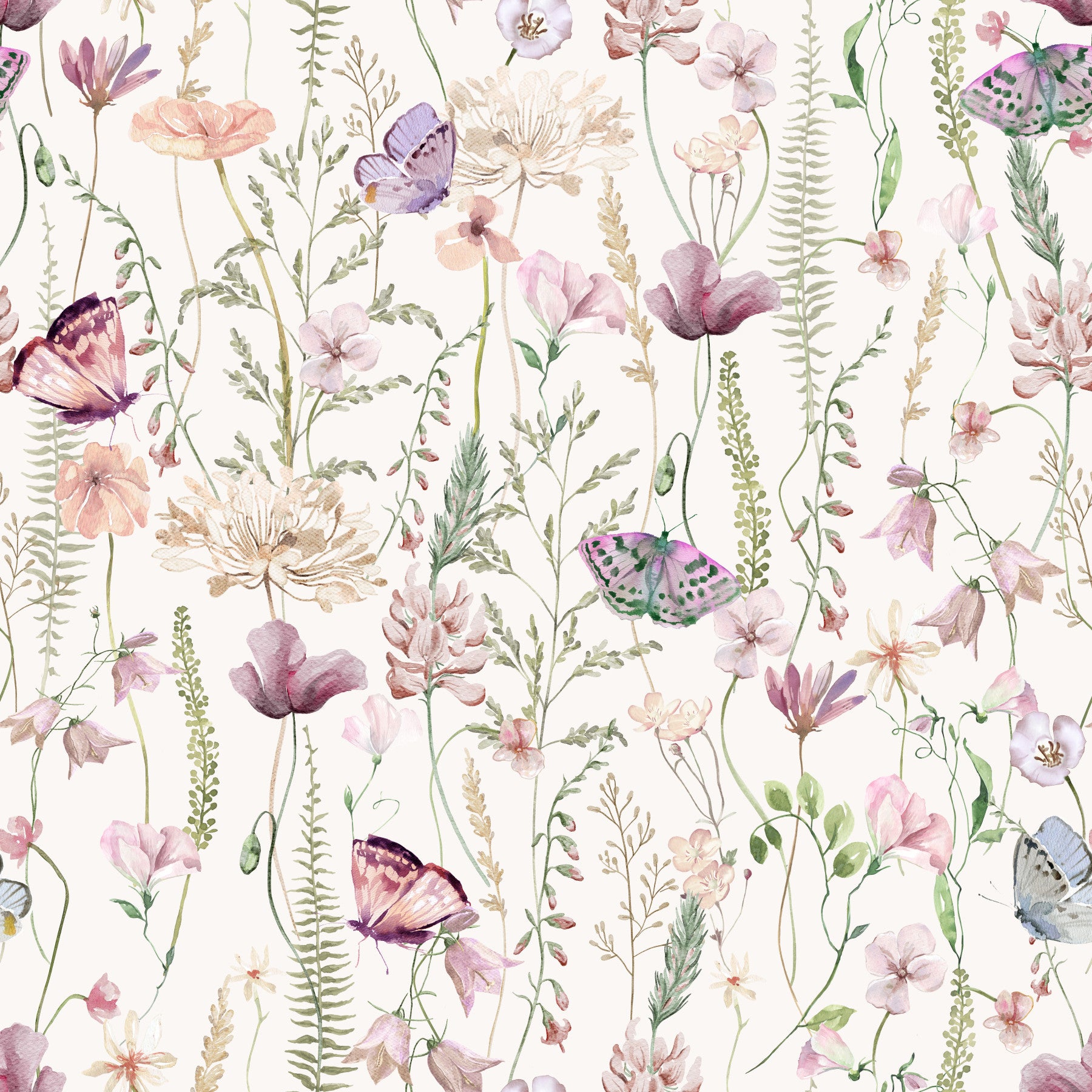 Blush Butterfly Meadow Wallpaper⁠ in your room — zoomed