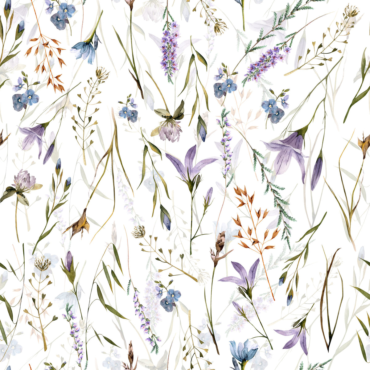 Watercolor Spring Wildflower Meadow Wallpaper⁠ in your room