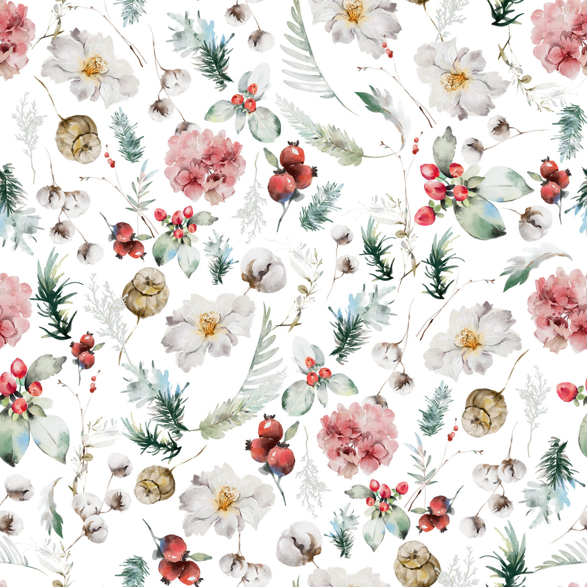 Winter Bloom Watercolor Wallpaper⁠ in your room — zoomed