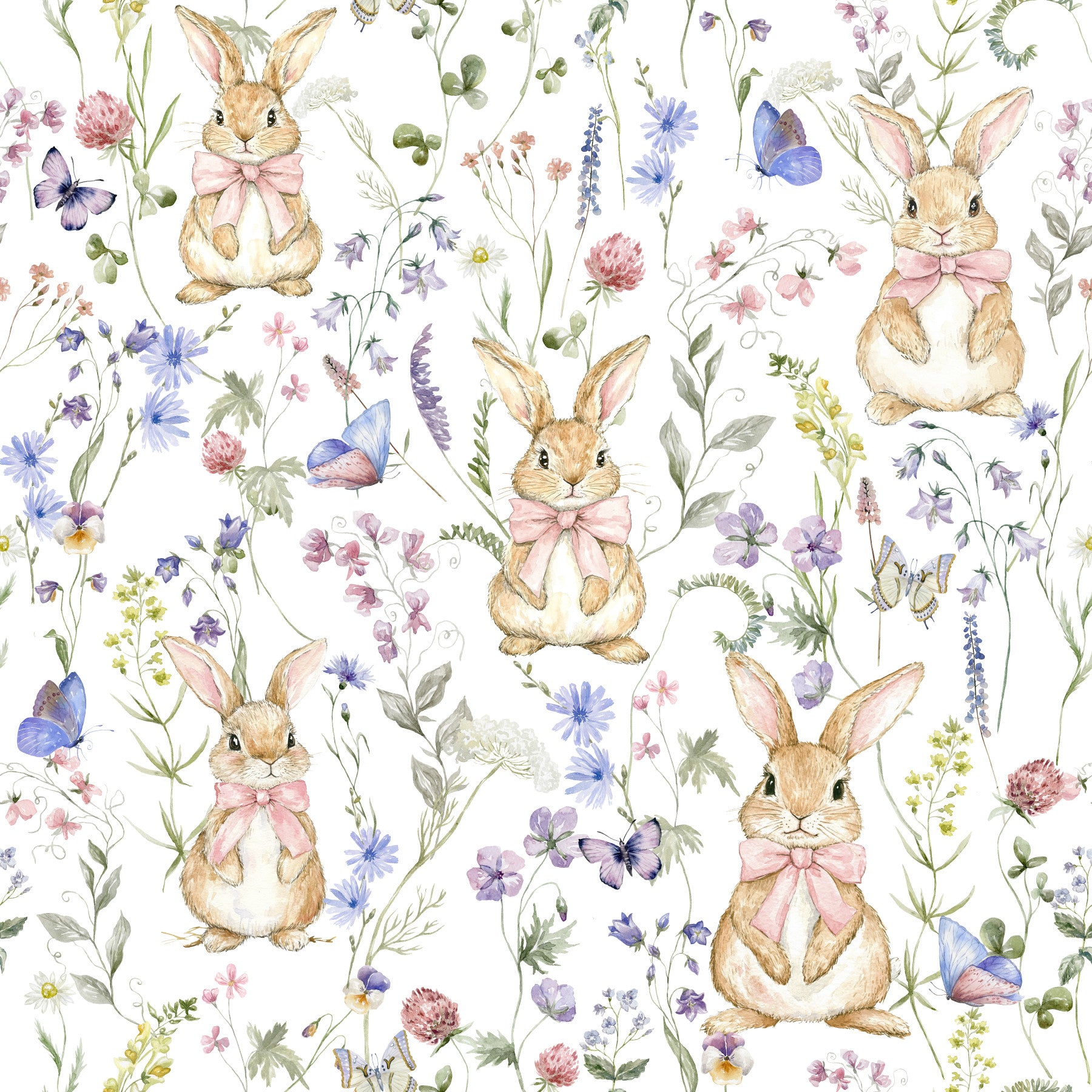 Floral Bunny Bliss Wallpaper‚Å†