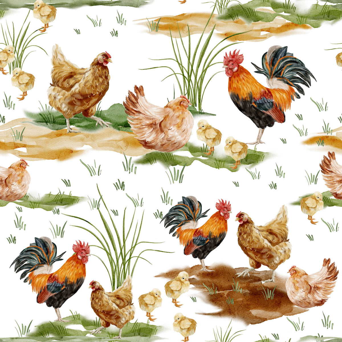 Watercolor Chicken Coop Wallpaper⁠ in your room — zoomed