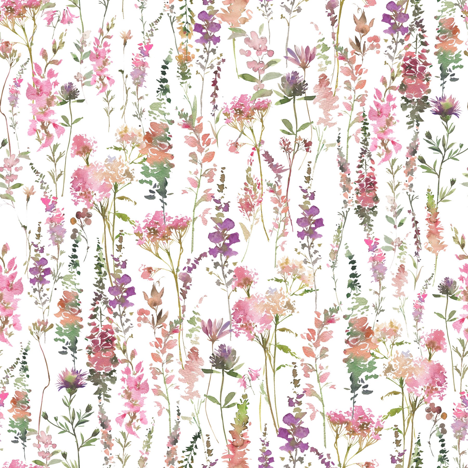 Pink Watercolor Meadow Wallpaper⁠