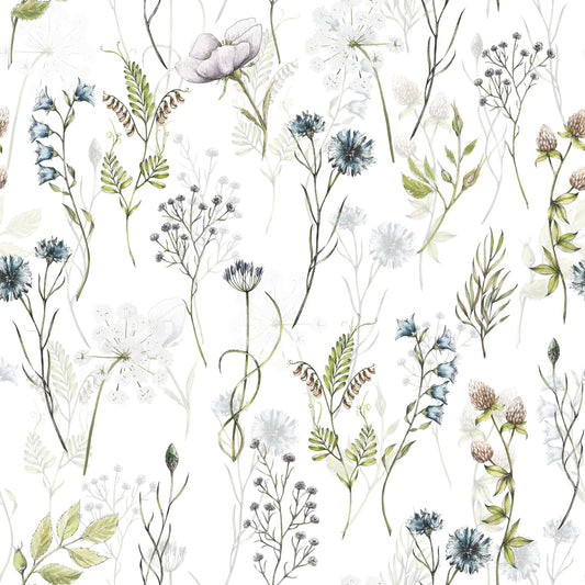 Painted Watercolor Meadow Blooms Wallpaper‚Å†
