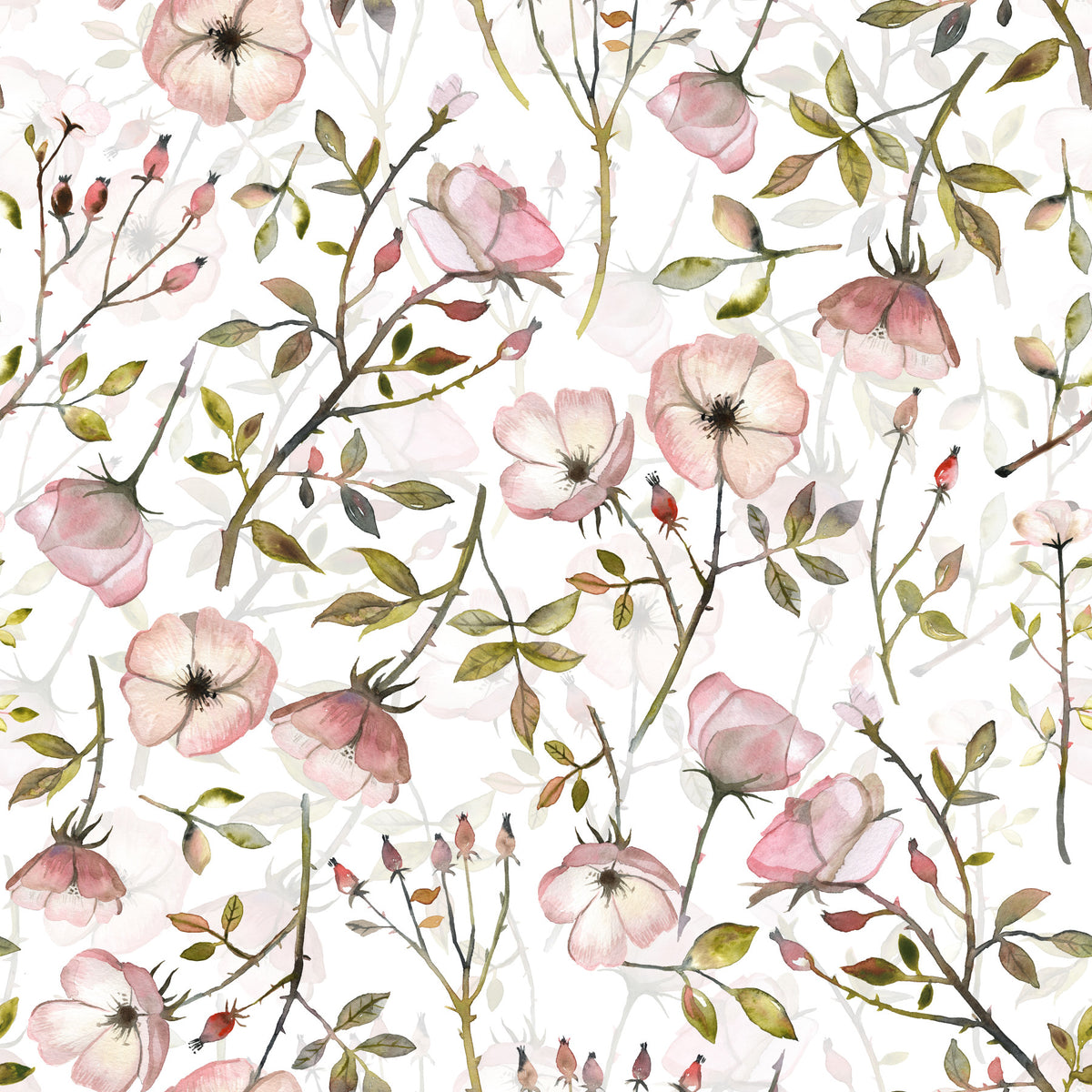 Watercolor Rose Garden Wallpaper⁠