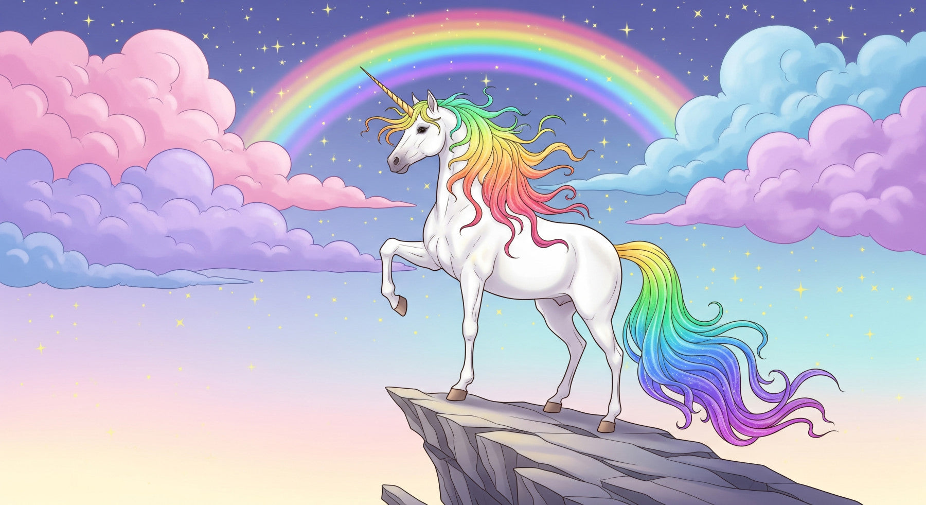 Rainbow Majesty Wall Mural in your room — zoomed