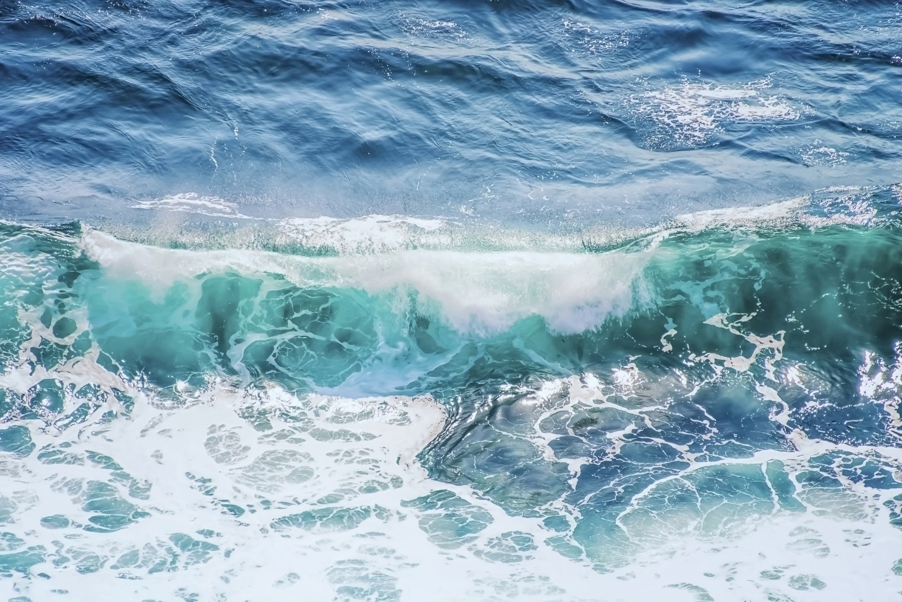 Crashing Teal Wall Mural
