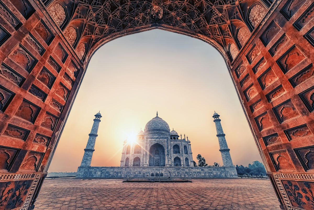 Taj Mahal Sunset Wall Mural in your room — zoomed