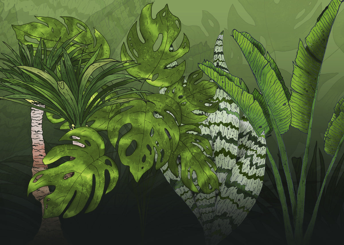 Tropical Jungle Garden Wall Mural in your room — zoomed