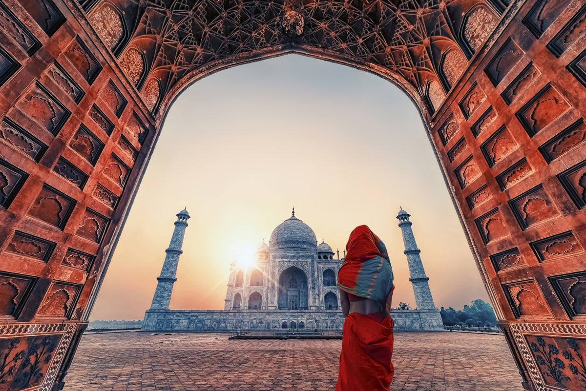 Taj Mahal at sunset Wall Mural in your room