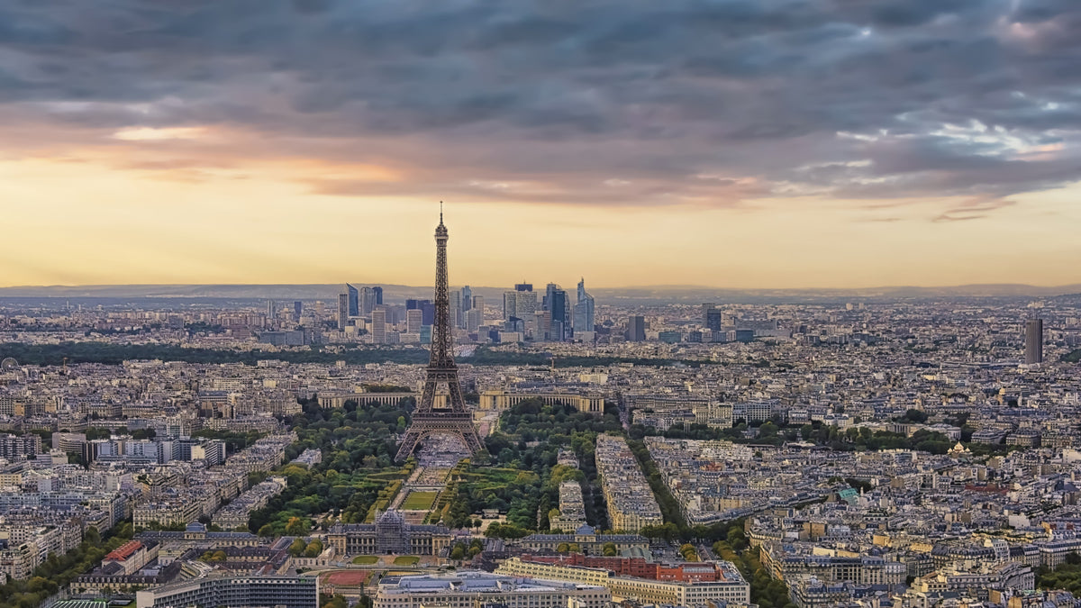 Paris Panorama Sunset Wall Mural in your room — zoomed