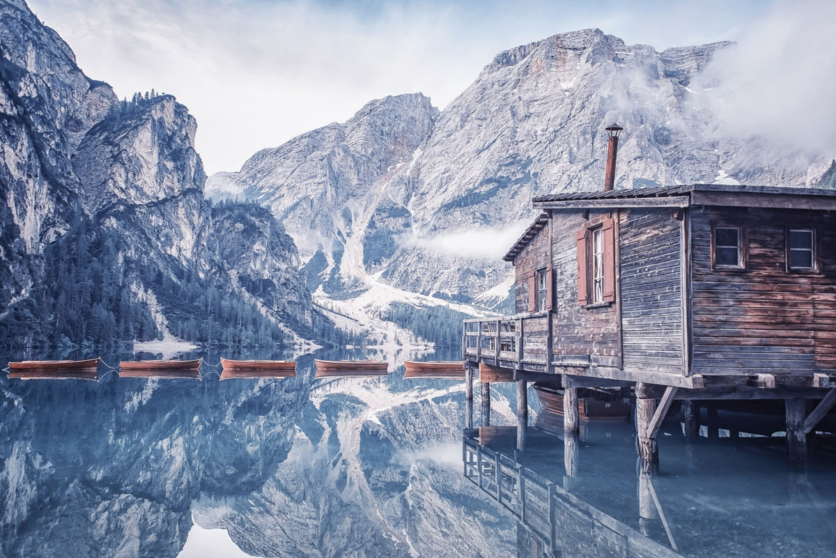 Braies Lake Serenity Wall Mural in your room
