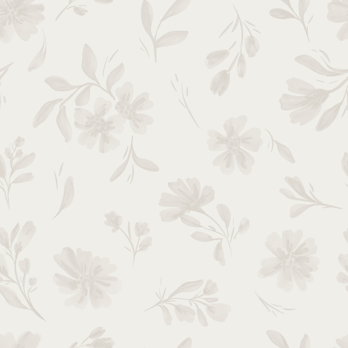 Neutral Flora in cloud dancer white Wallpaper⁠