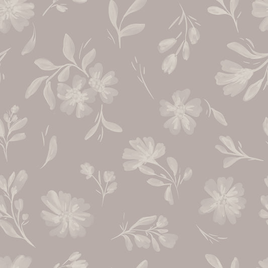 Soft Taupe Flora Wallpaper⁠