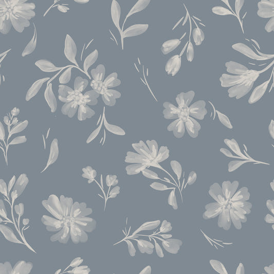 Serene Florals in muted grey Wallpaper‚Å†