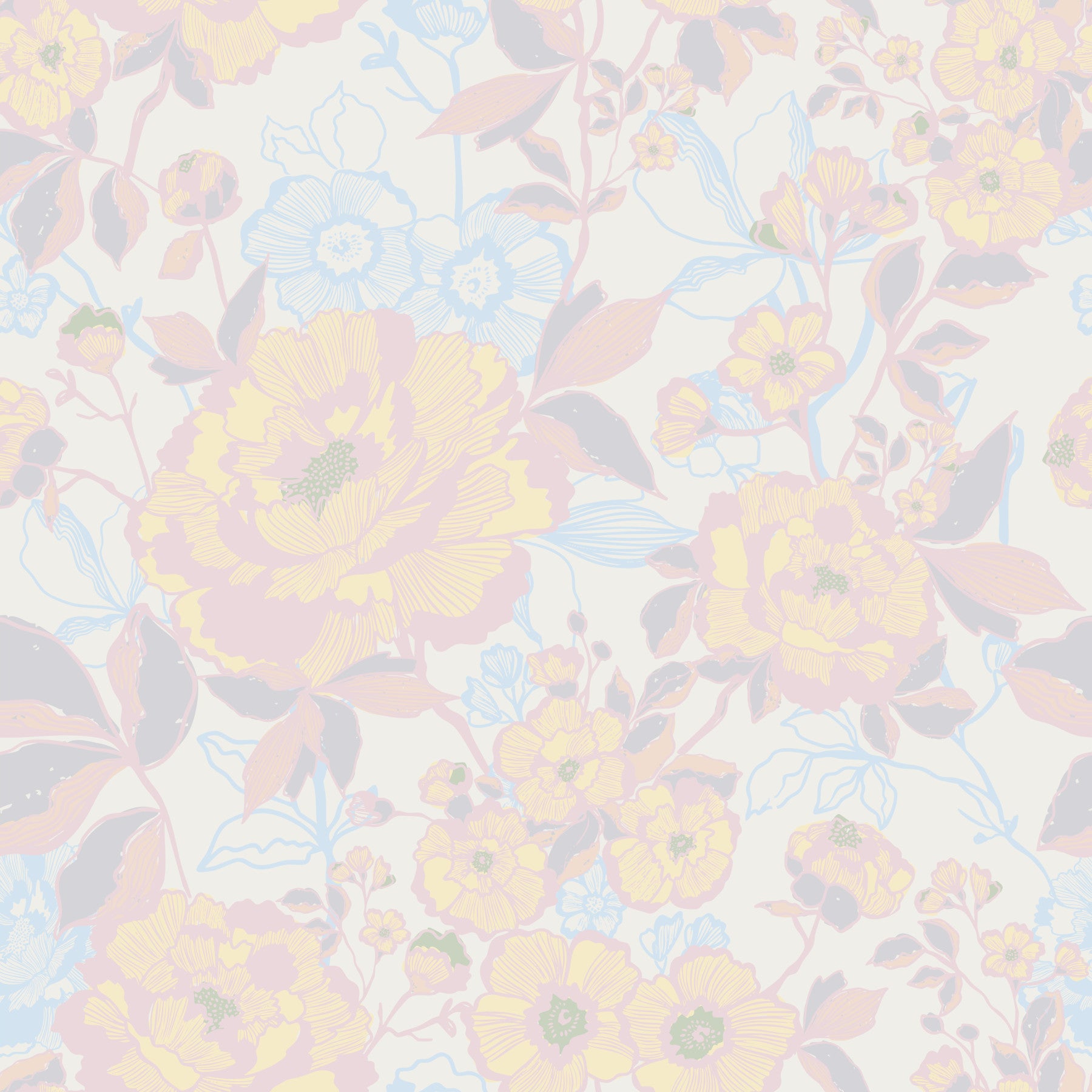 Bloom Hues: Soft Floral Art Wallpaper⁠