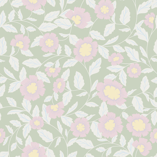 Pastel Blooms and foliage Wallpaper⁠