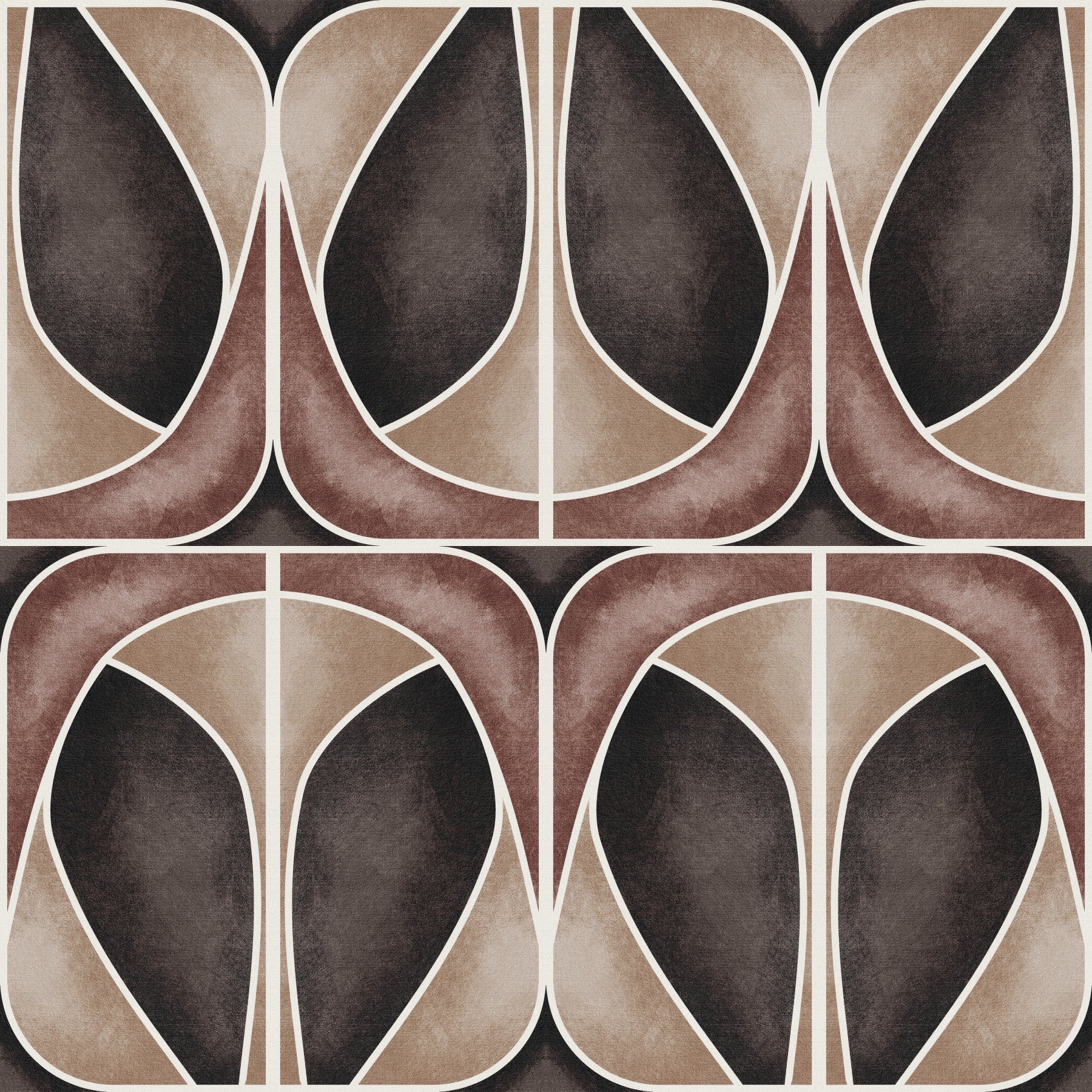 Softy Dèco Geometries -  Dramatic Coffee Wallpaper⁠