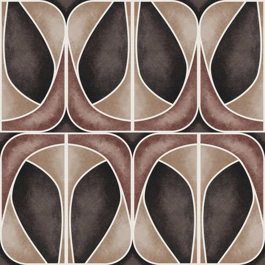 Softy Dèco Geometries -  Dramatic Coffee Wallpaper⁠