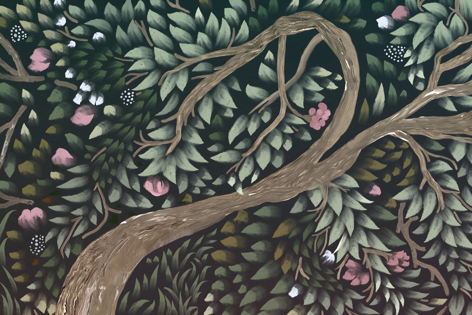 Floral Canopy Dream Wall Mural in your room — zoomed