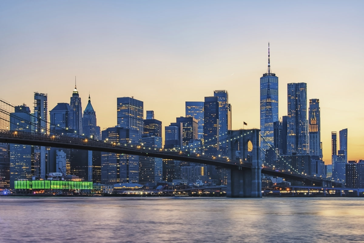 Brooklyn Bridge Dusk Wall Mural in your room — zoomed