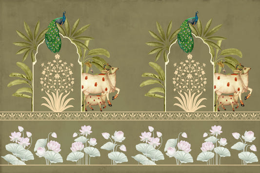 Tulsi-Green Kamdhenu Wall Mural