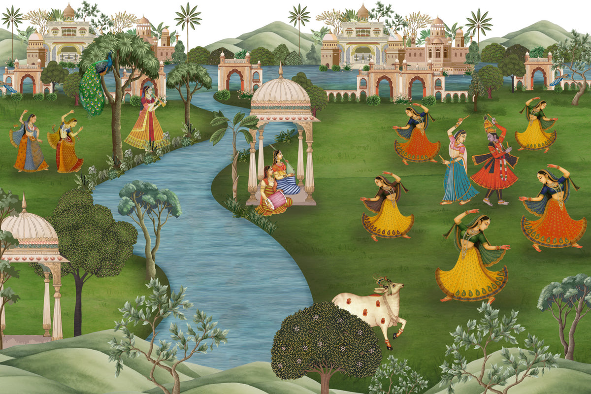 Ragamala Rhythm Wall Mural in your room — zoomed