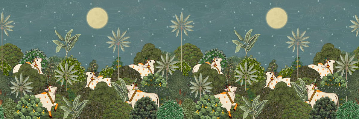 Ratri Pichwai Wall Mural in your room