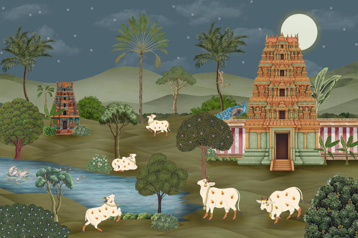 Mandir Majesty Wall Mural in your room — zoomed