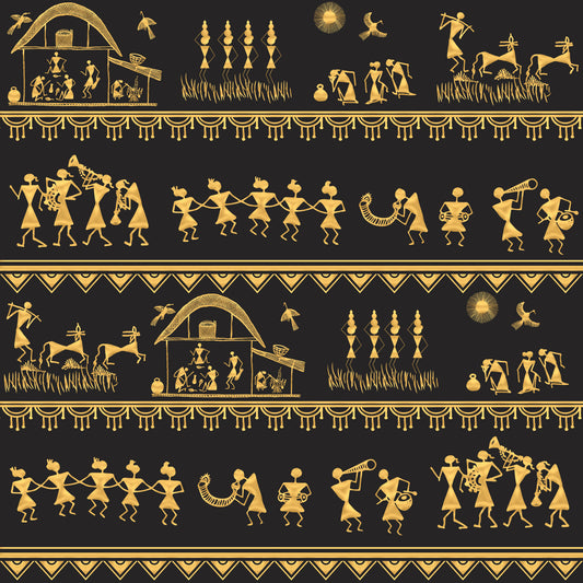 Warli Wisdom Wall Mural