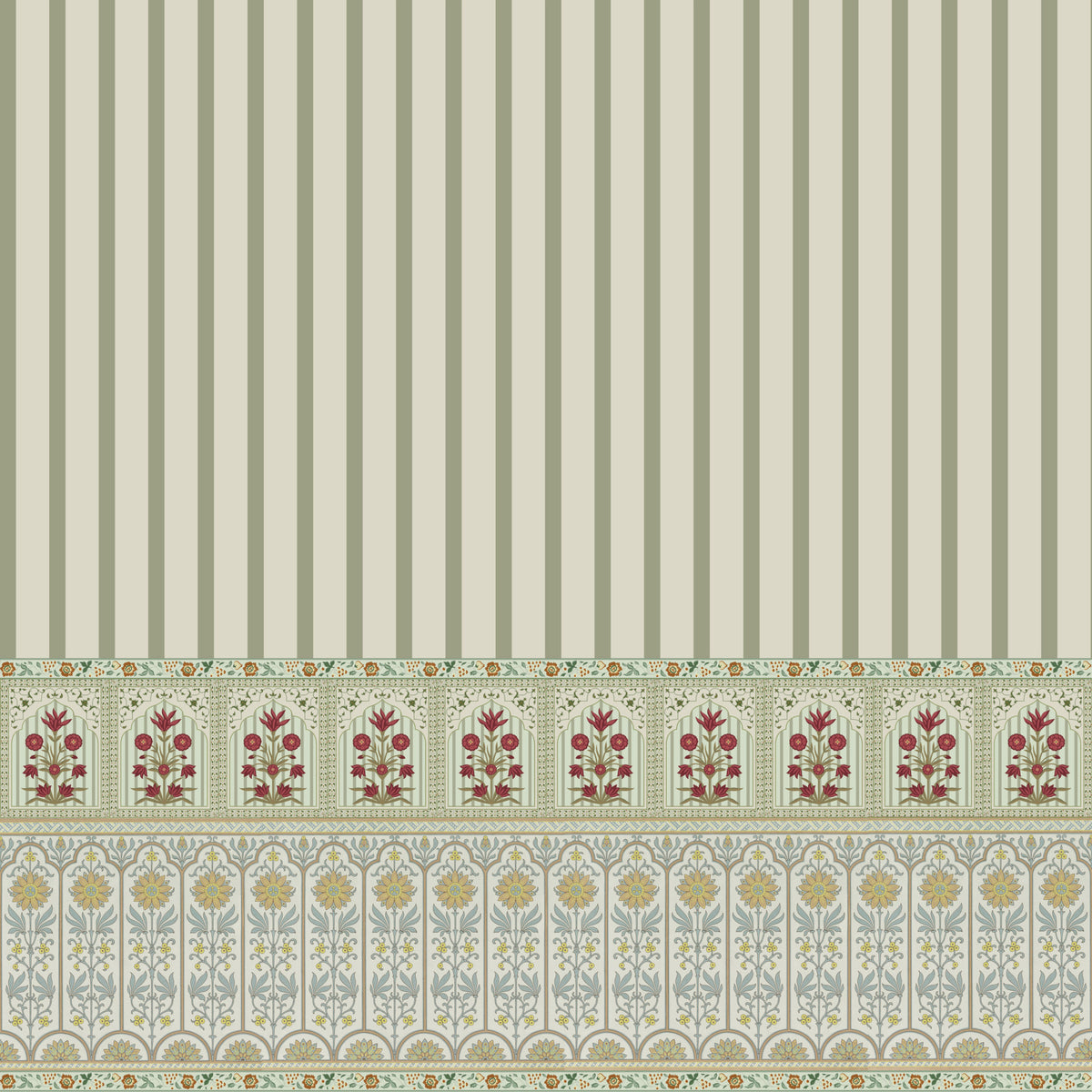 Bloom Stripe Border Wall Mural in your room