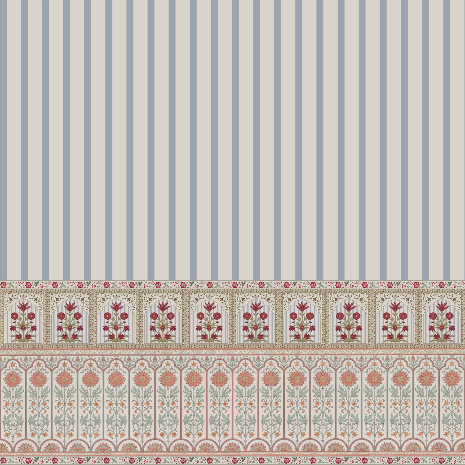 Regal Bloom Stripes Wall Mural
