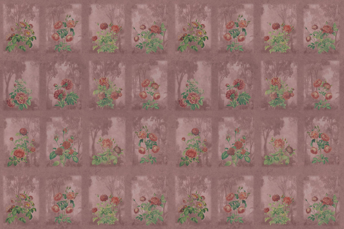 Vintage Rosewood Garden Wall Mural in your room