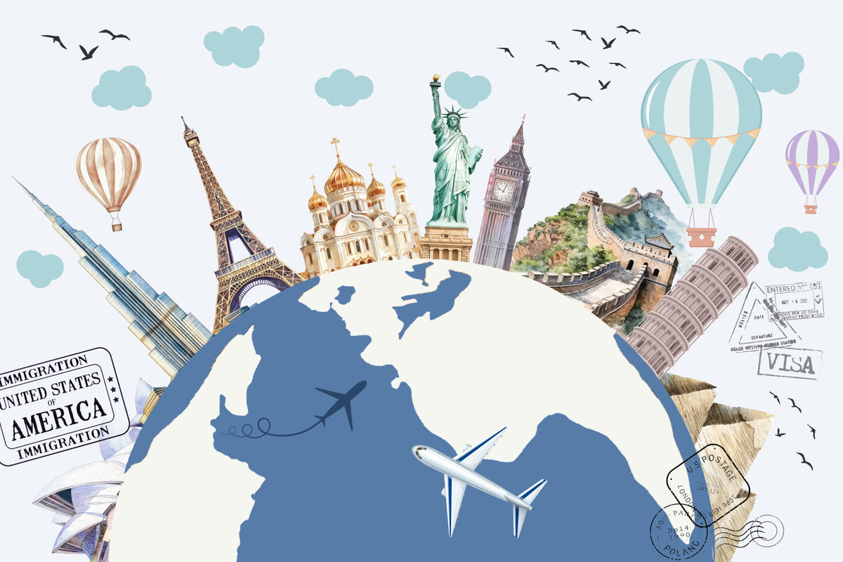 World Tour Wall Mural in your room — zoomed